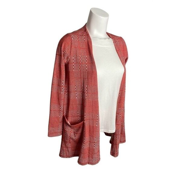 LuLaRoe Caroline Cardigan Red White Check Plaid Soft Pockets Small NEW - Picture 2 of 6